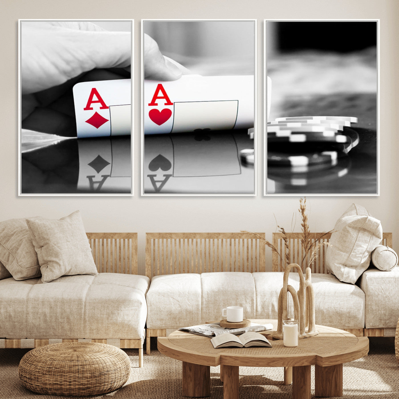 MGV-FC-60X30-3P - Aces Poker Art Poker Game Wall Art Canvas Print