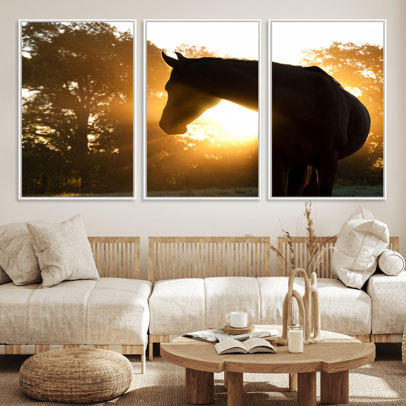 MGV-FC-60X30-3P - Horse at Sunset Wall Art Animal Canvas Print
