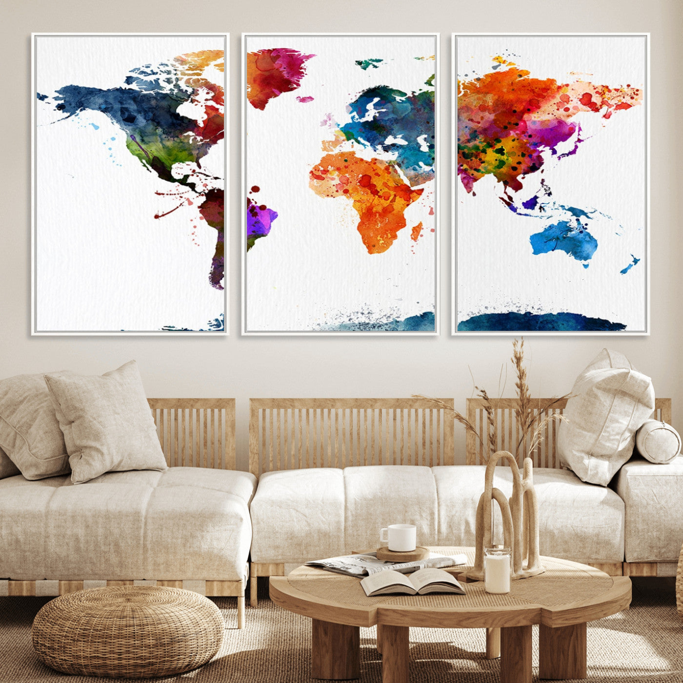 MGV-FC-60X30-3P - Push Pin World Map Canvas Print – Framed Wall Art for Couples to Track Their Travels – Anniversary