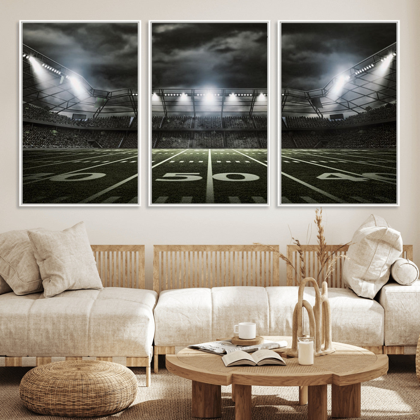 90107-MGV-CV-36X24-American Football Stadium Wall Art Canvas Print, Stadium Sport Wall Art Print