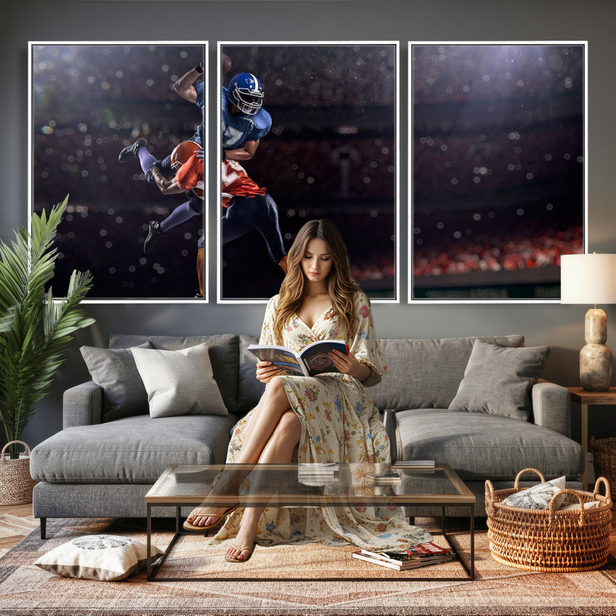 68009-MGV-CV-36X24 - American Football Wall Art Canvas Print, Stadium Sport Wall Art Print