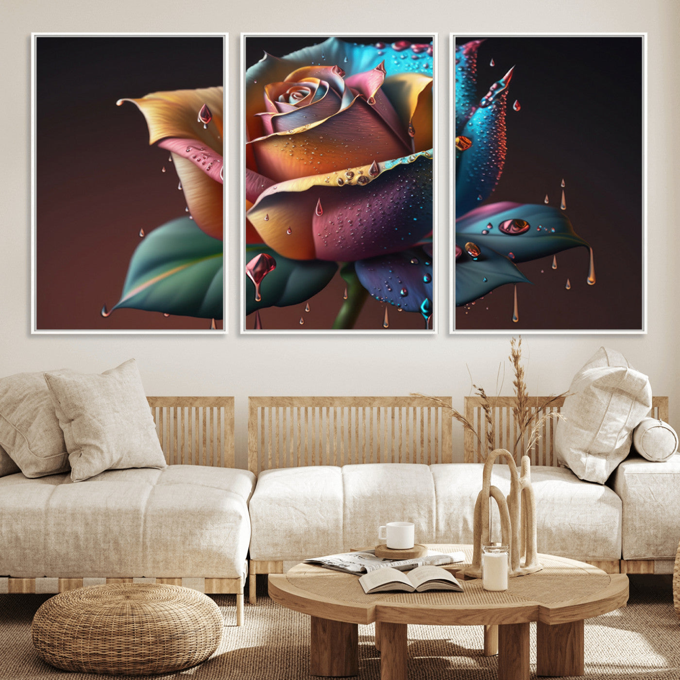 MGV-FC-60X30-3P - Abstract Rose Wall Art Canvas Print