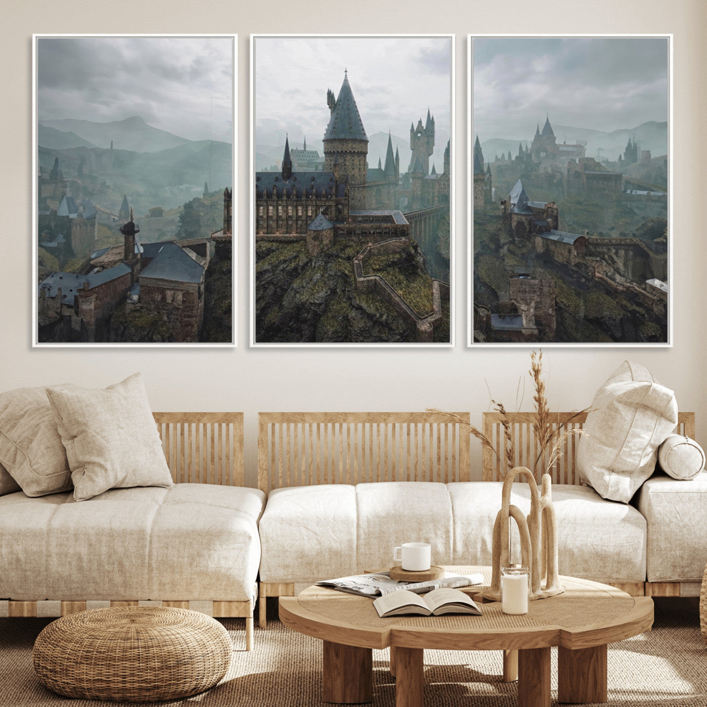 MGV-FC-60X30-3P - Disney Castle Wall Art Canvas Print, Living Kids Home Room Decor Art Print