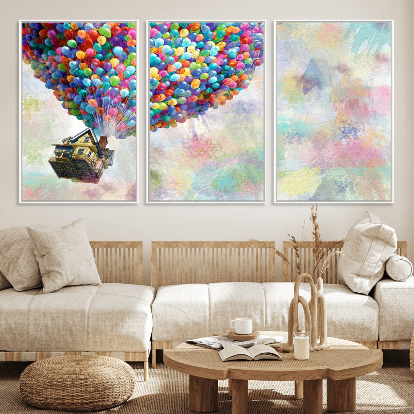MGV-FC-60X30-3P - Up Pixar Poster, Look Up Pixar Wall Art, Up Pixar Canvas, Kids Play Game Room Decor Wall Art