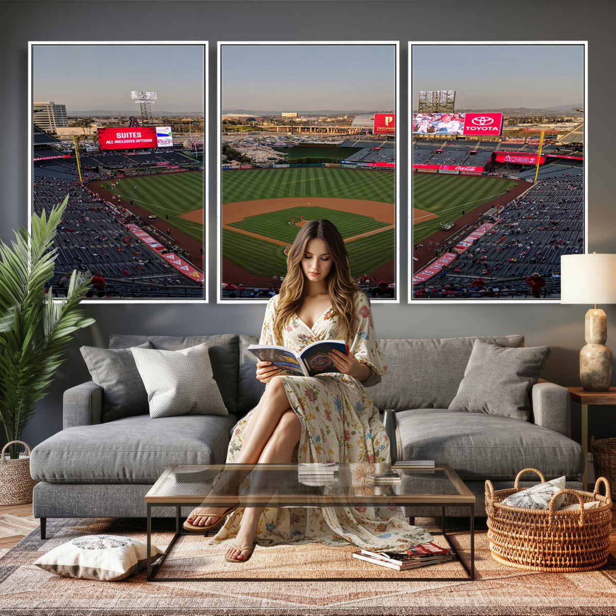 45864-MGV-CV-36X24 - Los Angeles Angels Baseball Canvas Print, Anaheim Angel Stadium Wall Art