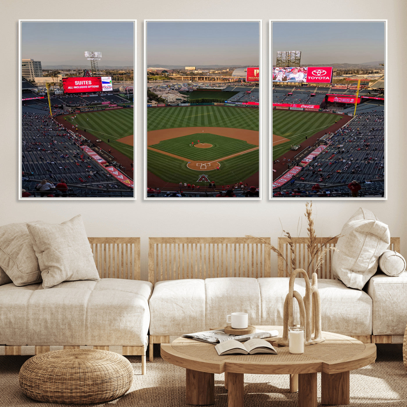 MGV-FC-60X30-3P - Los Angeles Angels Baseball Canvas Print - Anaheim Angel Stadium Wall Art Canvas Print
