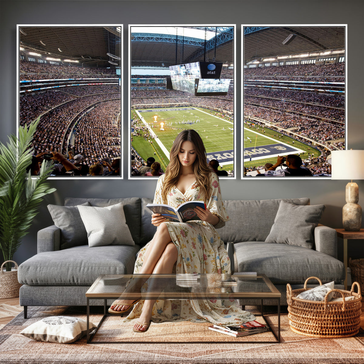 82096-MGV-CV-36X24 - Dallas Cowboys Football Team Print - Arlington AT&T Stadium Wall Art Canvas Print