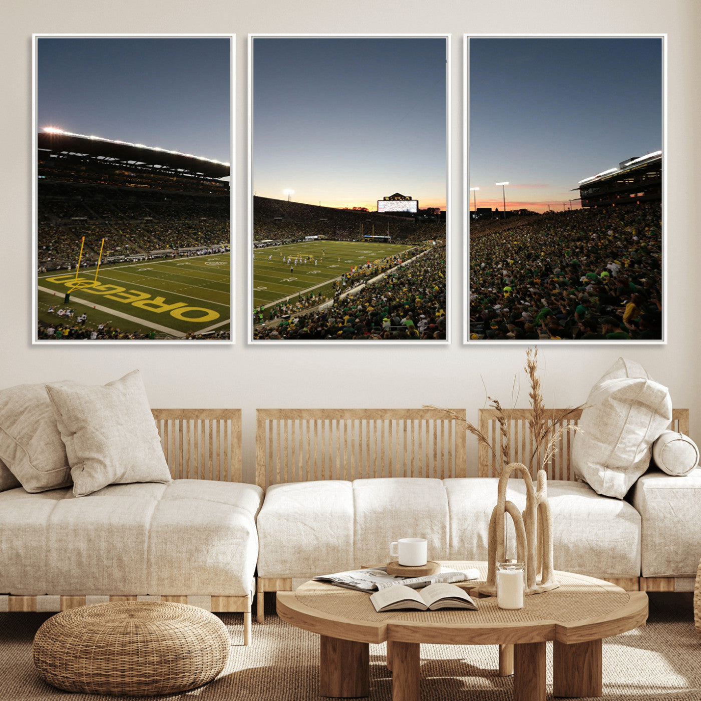 MGV-FC-60X30-3P - Oregon Ducks Football Team Print - Eugene Autzen Stadium Wall Art Canvas Print