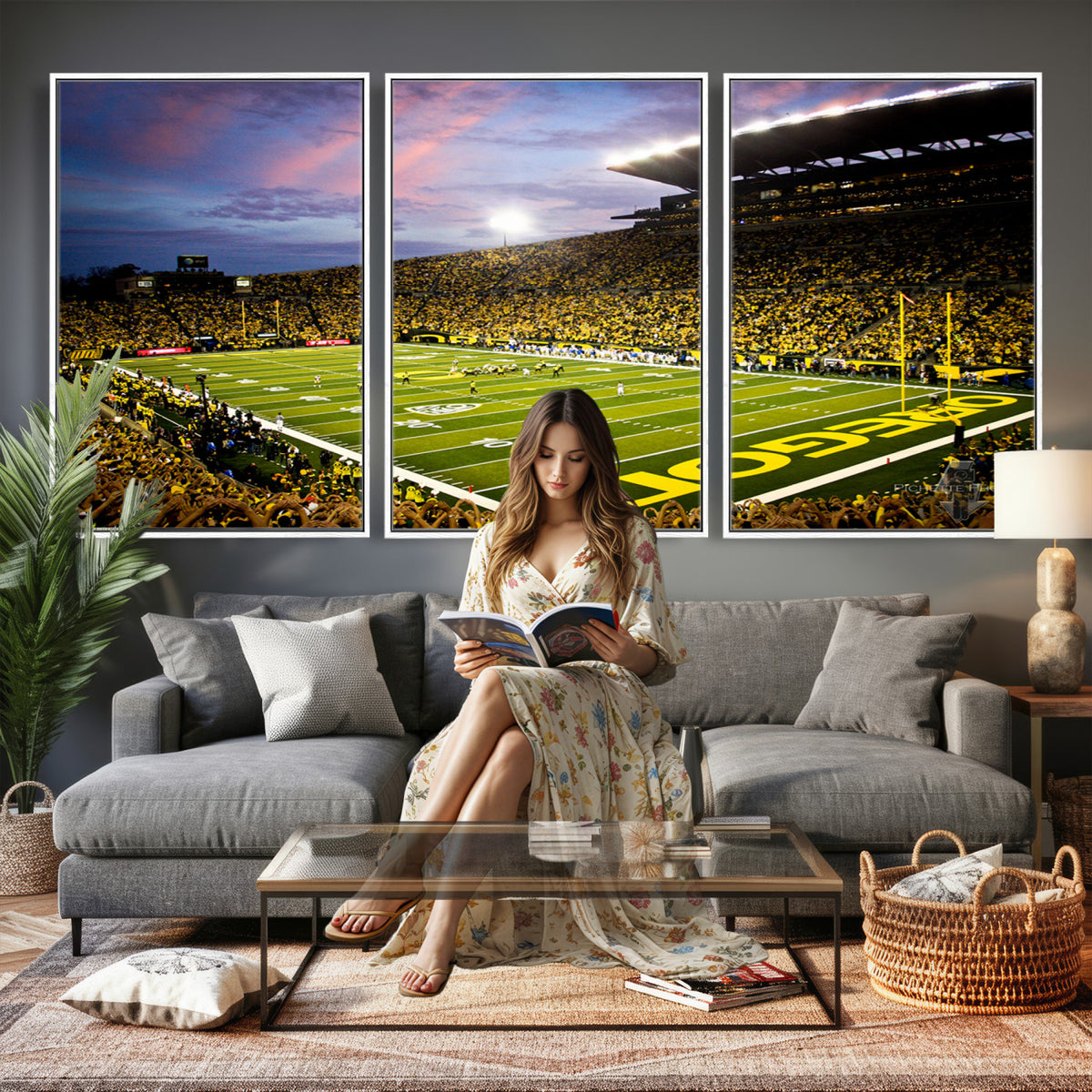 72017-MGV-CV-36X24 - University of Oregon Ducks Football Team Print, Eugene, Framed and Ready to Hang
