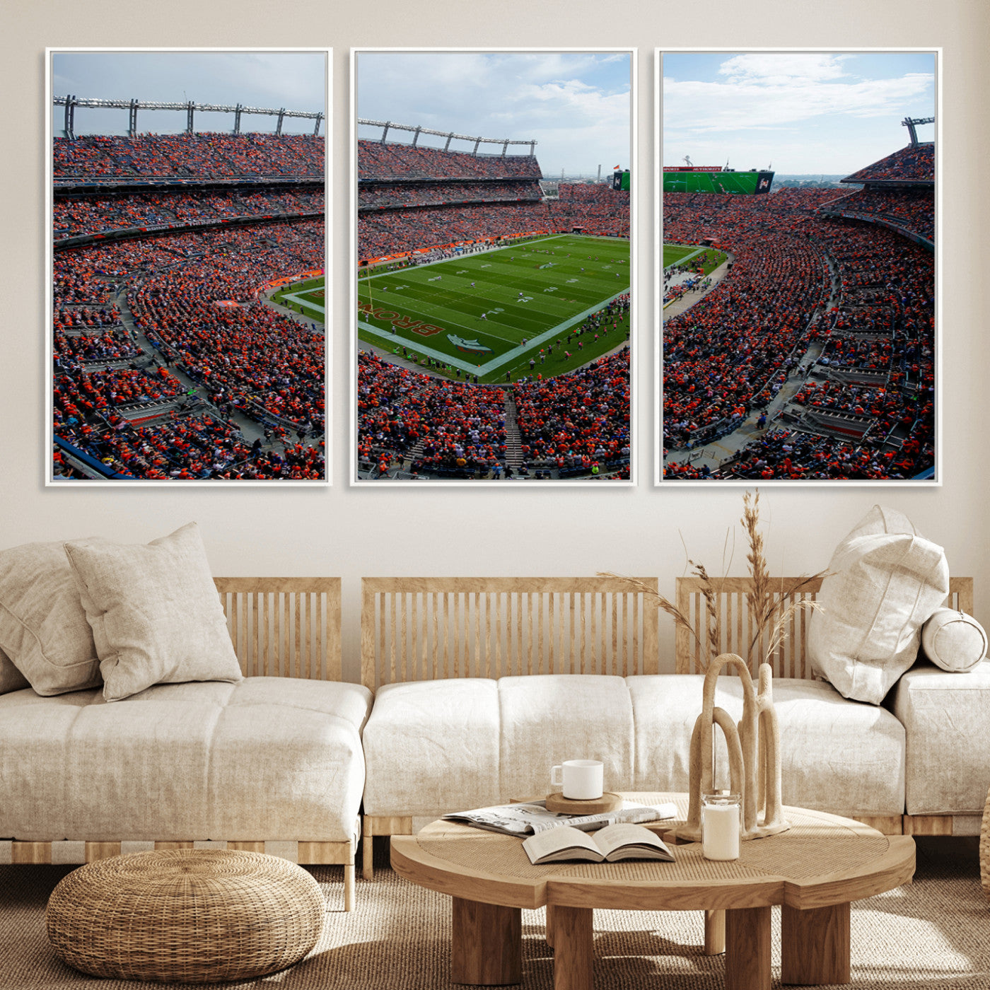MGV-FC-60X30-3P - Denver Broncos Football Team Print - Empower Field Mile High Stadium Wall Art Canvas Print