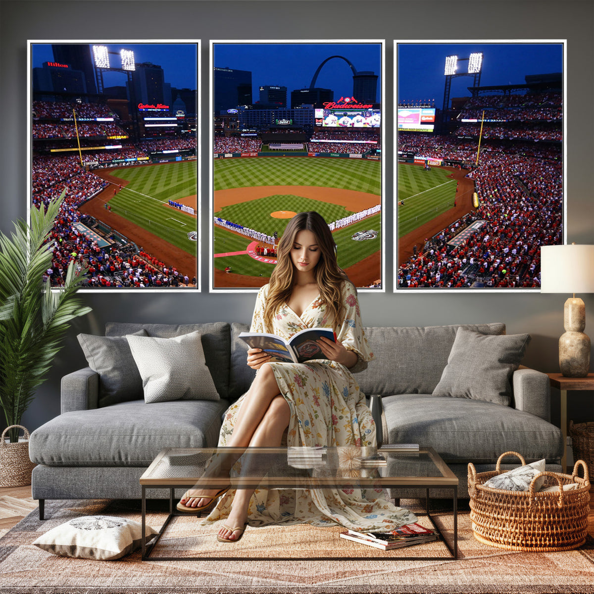 11925-MGV-CV-36X24 - St. Louis Cardinals Baseball Team Print, Busch Stadium Wall Art