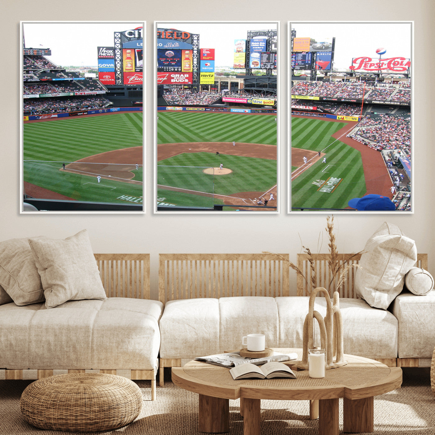 MGV-FC-60X30-3P - New York Mets Baseball Team Print - Citi Field Baseball Stadium Wall Art Canvas Print