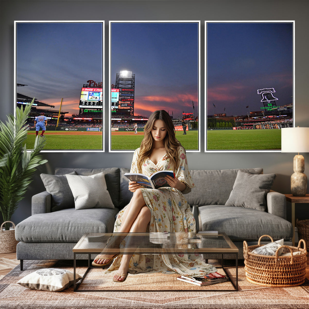 22594-MGV-CV-36X24 - Philadelphia Phillies Baseball Print - Philadelphia Citizens Bank Park Stadium Wall Art, Phillies