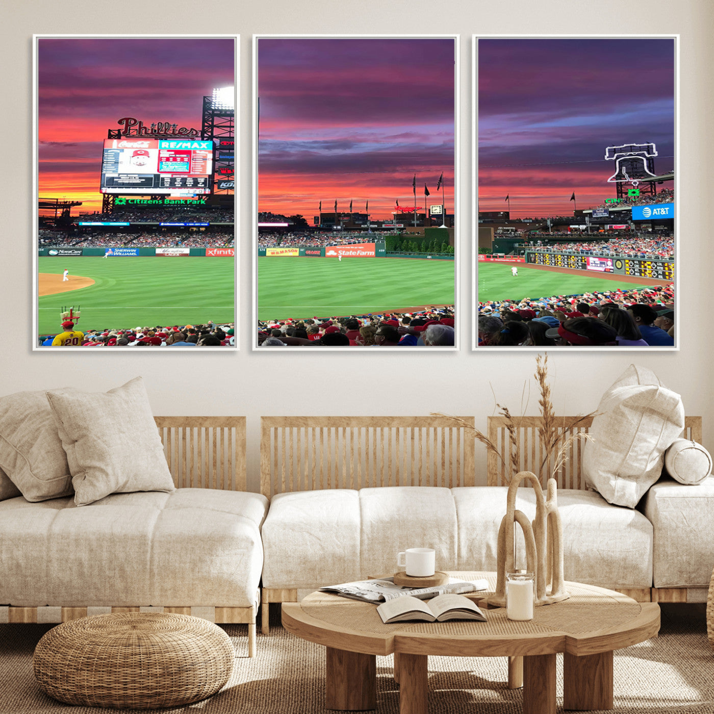 MGV-FC-60X30-3P - Philadelphia Phillies Baseball Team Print - Philadelphia Citizens Bank Park Stadium Wall Art Canvas