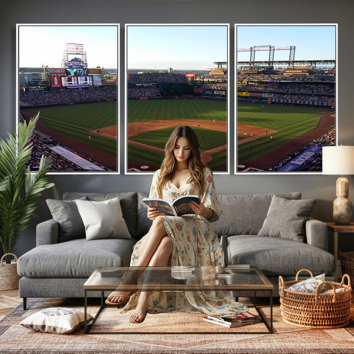21638-MGV-CV-36X24 - Colorado Rockies Coors Field Wall Art Canvas Print, MLB Baseball Stadium