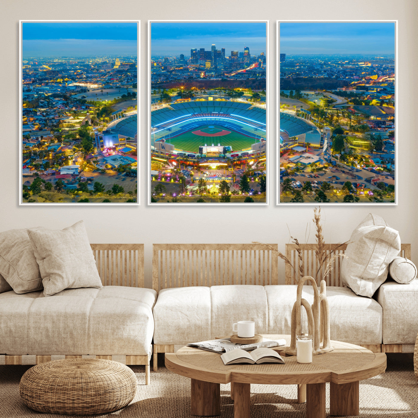 MGV-FC-60X30-3P - Los Angeles Dodgers Wall Art Canvas, Dodger Stadium Wall Art Canvas Print - MLB Baseball Stadium