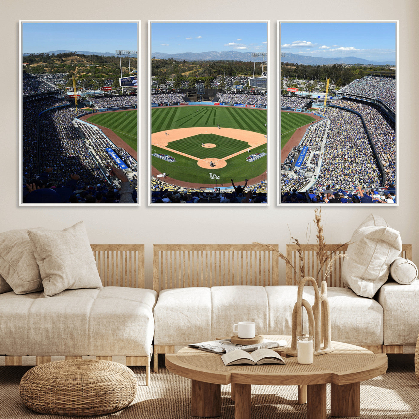 MGV-FC-60X30-3P - Los Angeles Dodgers Dodger Stadium Wall Art Canvas Print - MLB Baseball Stadium Wall Art Canvas