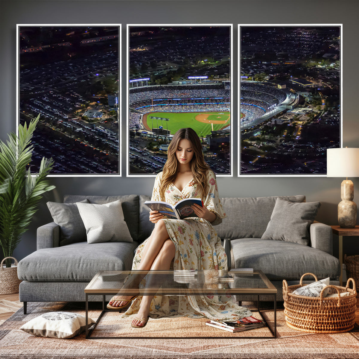 20932-MGV-CV-36X24 - Los Angeles Dodgers Dodger Stadium Wall Art Canvas Print