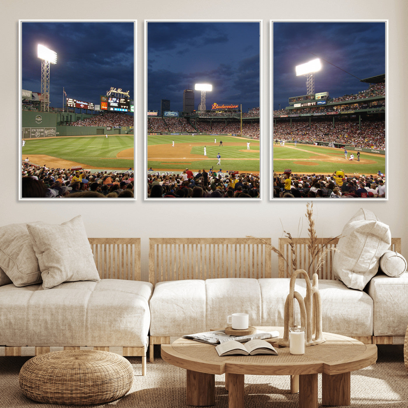 MGV-FC-60X30-3P - Boston Red Sox Baseball Team Print Canvas - Massachusetts Fenway Park Stadium Wall Art Canvas Print