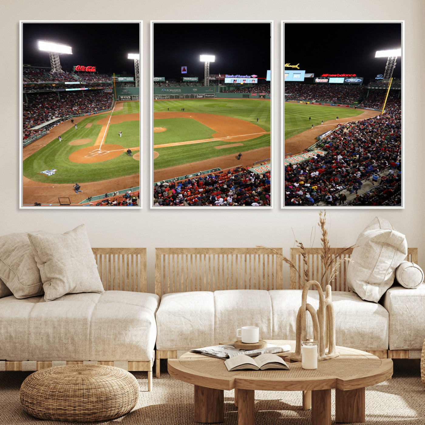MGV-FC-60X30-3P - Boston Red Sox Baseball Team Print - Massachusetts Fenway Park Stadium Wall Art Canvas Print