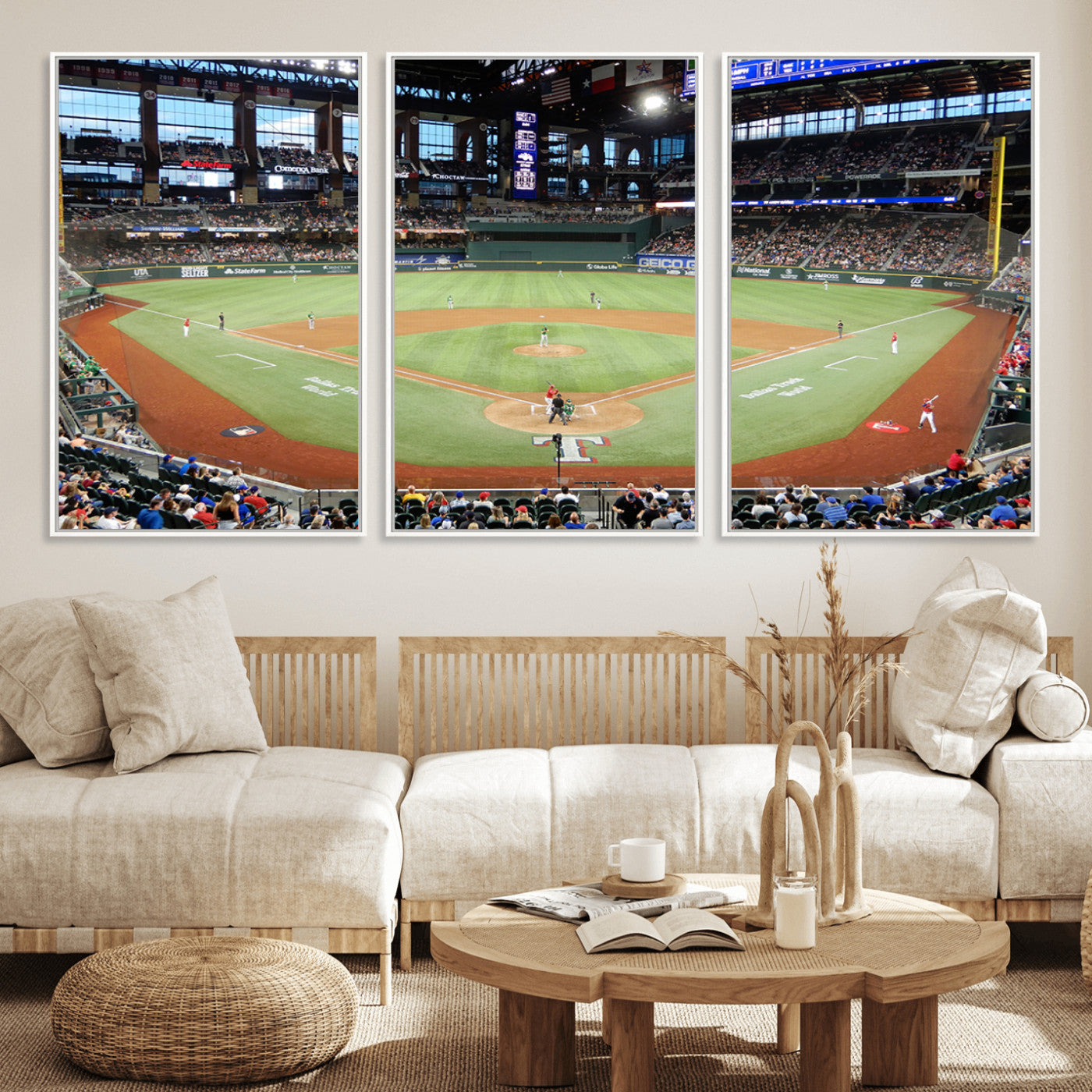MGV-FC-60X30-3P - Texas Rangers Baseball Team Print - Arlington Globe Life Field Stadium Canvas Print Wall Art