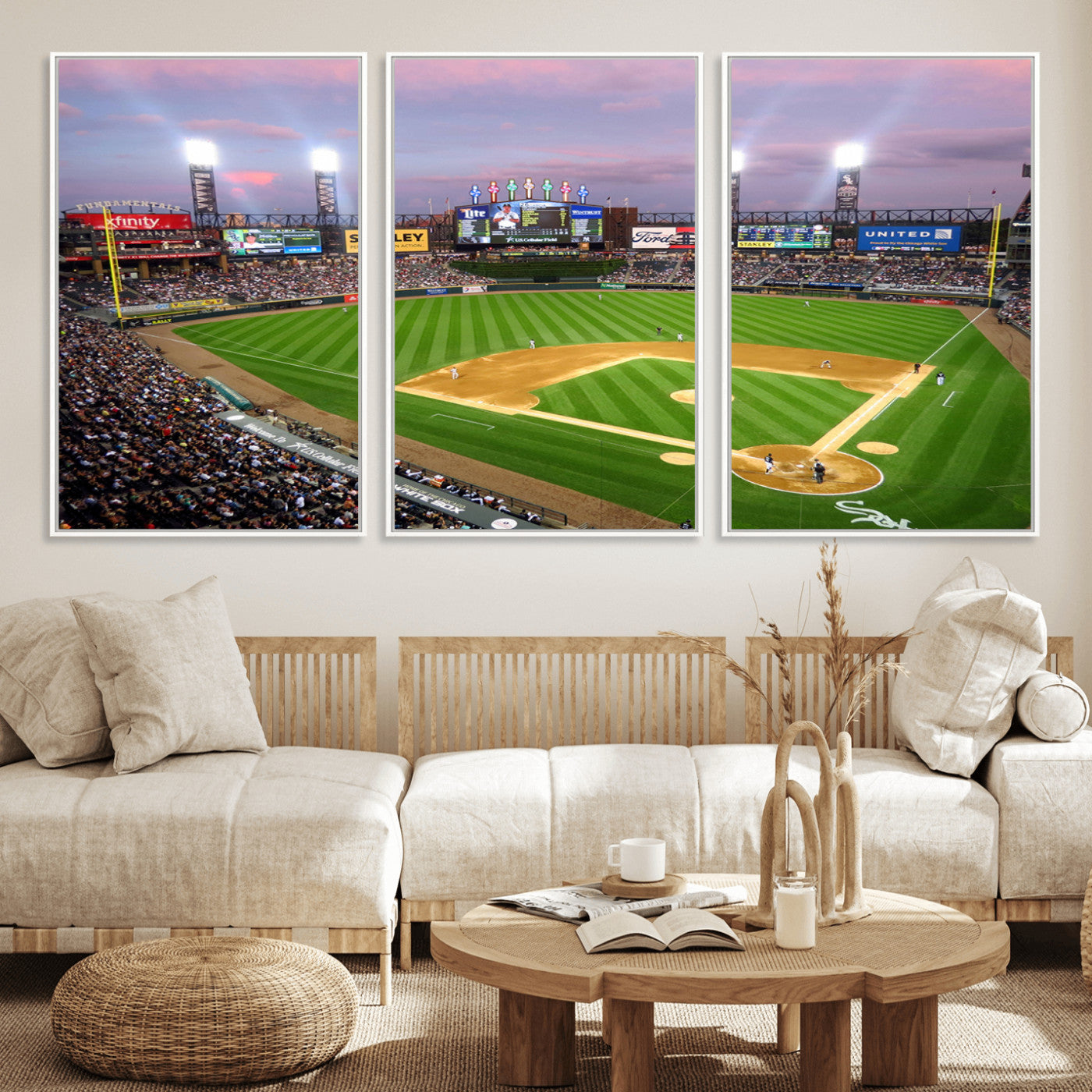MGV-FC-60X30-3P - Chicago White Sox Baseball Team Print Canvas- Guaranteed Rate Field Stadium Wall Art Canvas Print