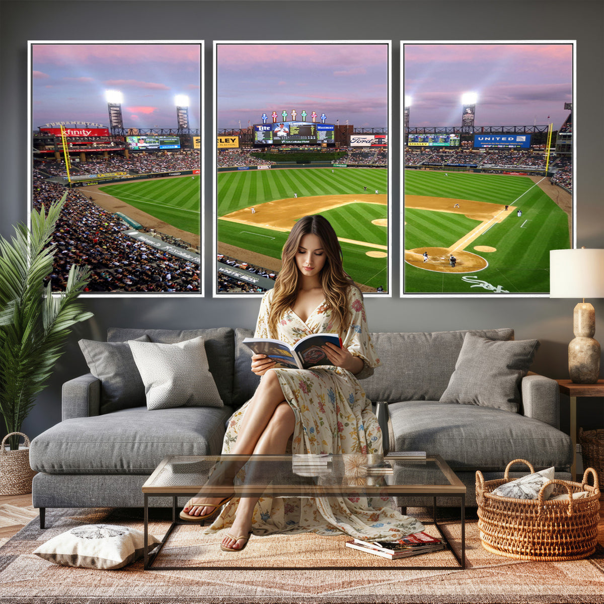 38470-MGV-CV-36X24 - Chicago White Sox Baseball Team Print Canvas, Guaranteed Rate Field Stadium Wall Art