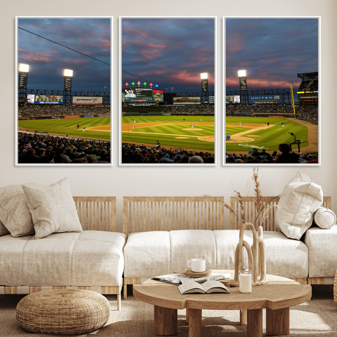 MGV-FC-60X30-3P - Chicago White Sox Baseball Team Print Canvas- Guaranteed Rate Field Stadium Wall Art Canvas Print
