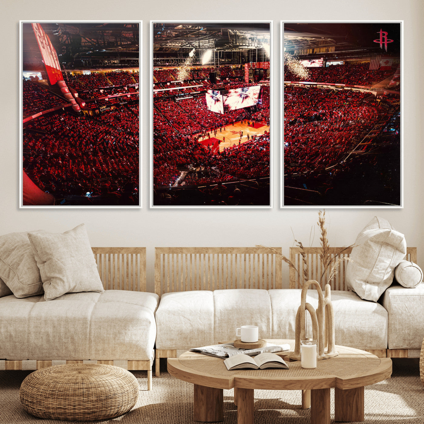 MGV-FC-60X30-3P - Houston Rockets Basketball Team Print Canvas- Houston Toyota Center Stadium Wall Art Canvas Print