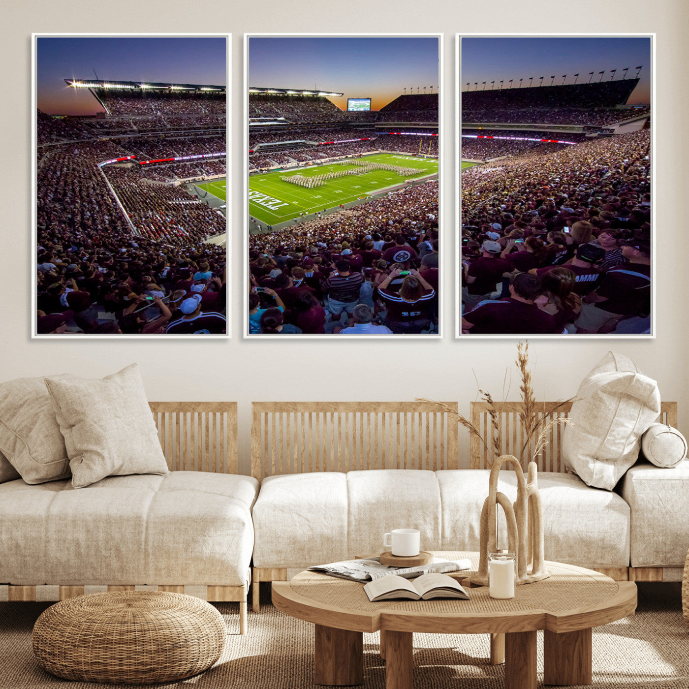 MGV-FC-60X30-3P - Texas A&M University Aggies Football Team Print - College Station Kyle Field Stadium Wall Art Canvas
