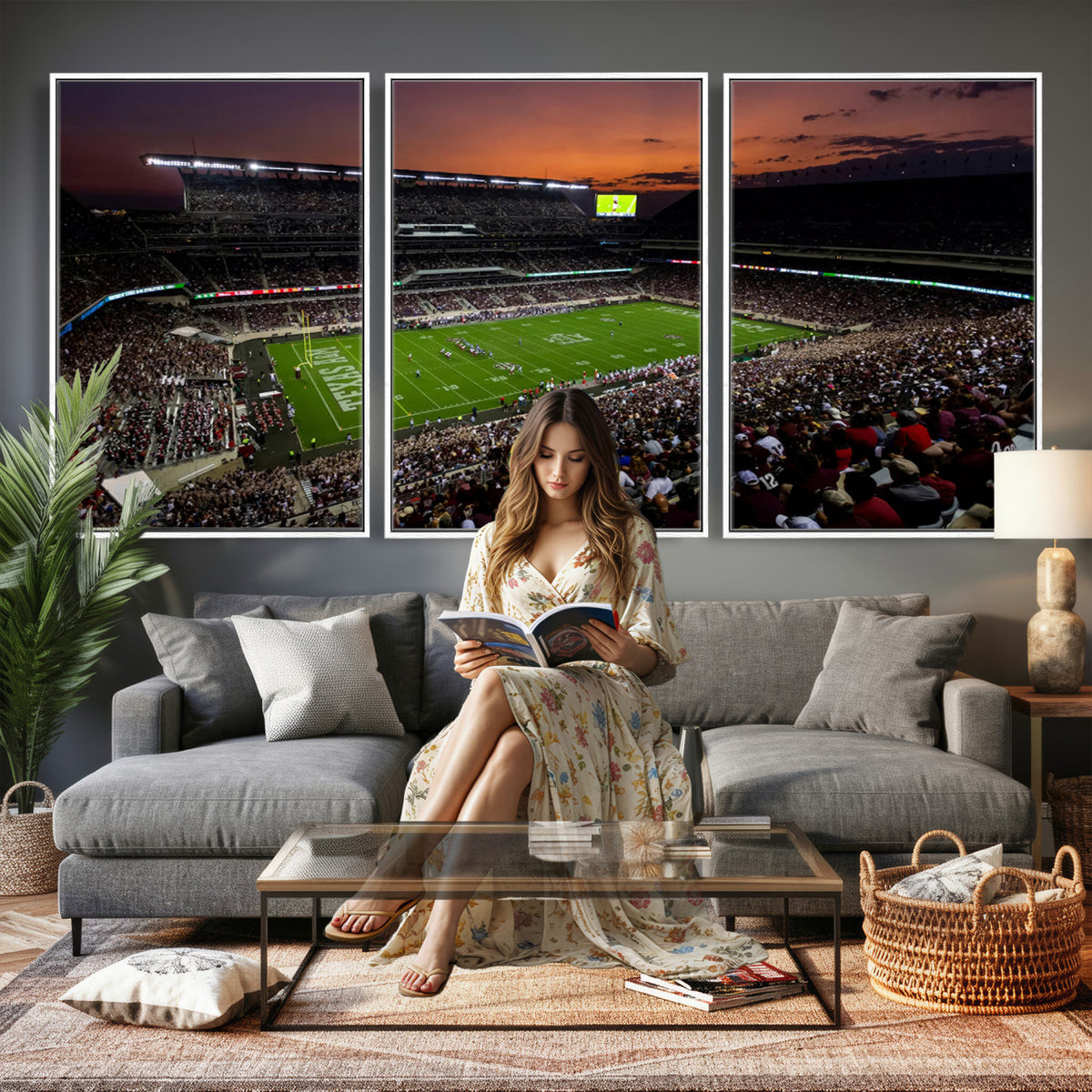 45603-MGV-CV-36X24 - Texas A&M University Aggies Football Team Print, College Station Kyle Field Stadium Wall Art