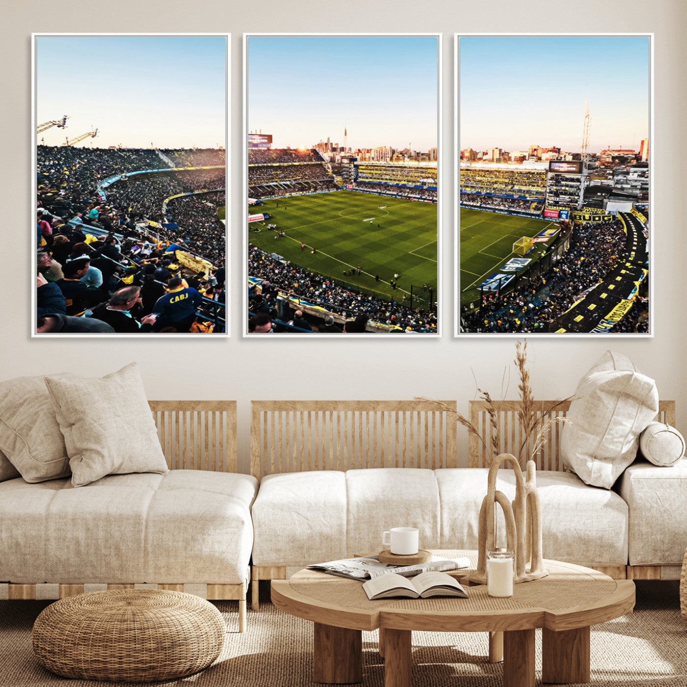 MGV-FC-60X30-3P - Boca Juniors Soccer Team Print - Buenos Aires Bombonera Stadium Wall Art Canvas Print