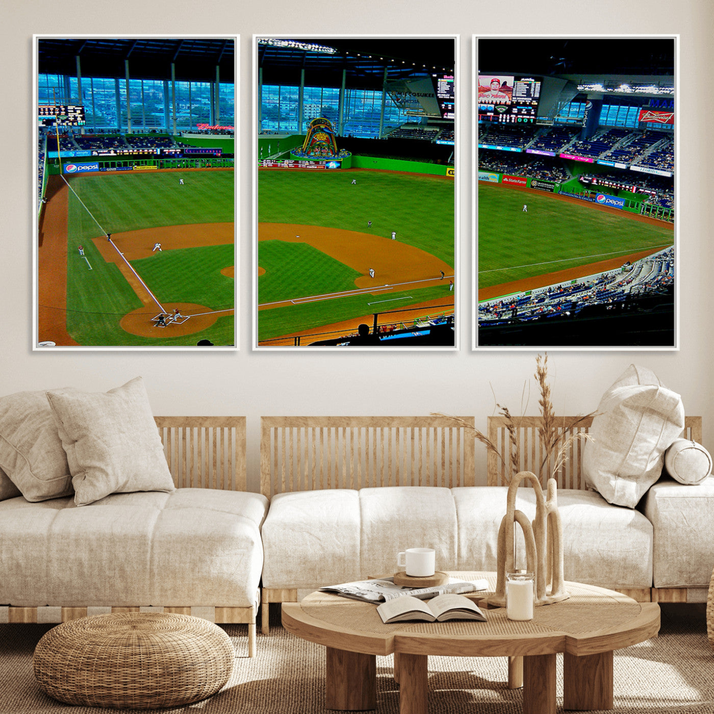 MGV-FC-60X30-3P - Miami Marlins Baseball Team Print - Miami LoanDepot Park Stadium Wall Art Canvas Print