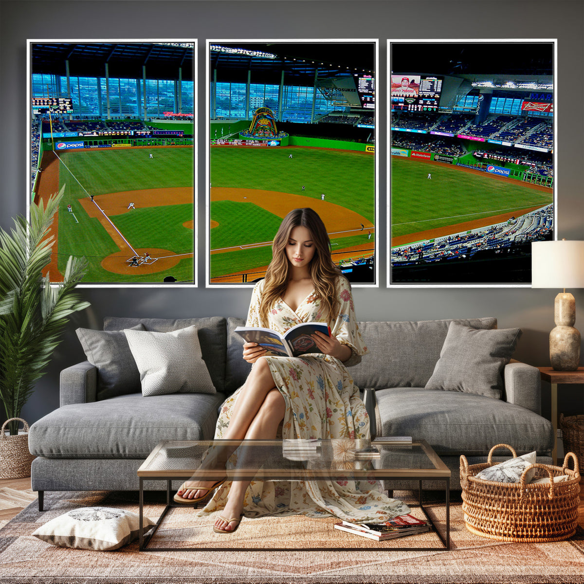 51207-MGV-CV-36X24 - Miami Marlins Baseball Team Print, Miami LoanDepot Park