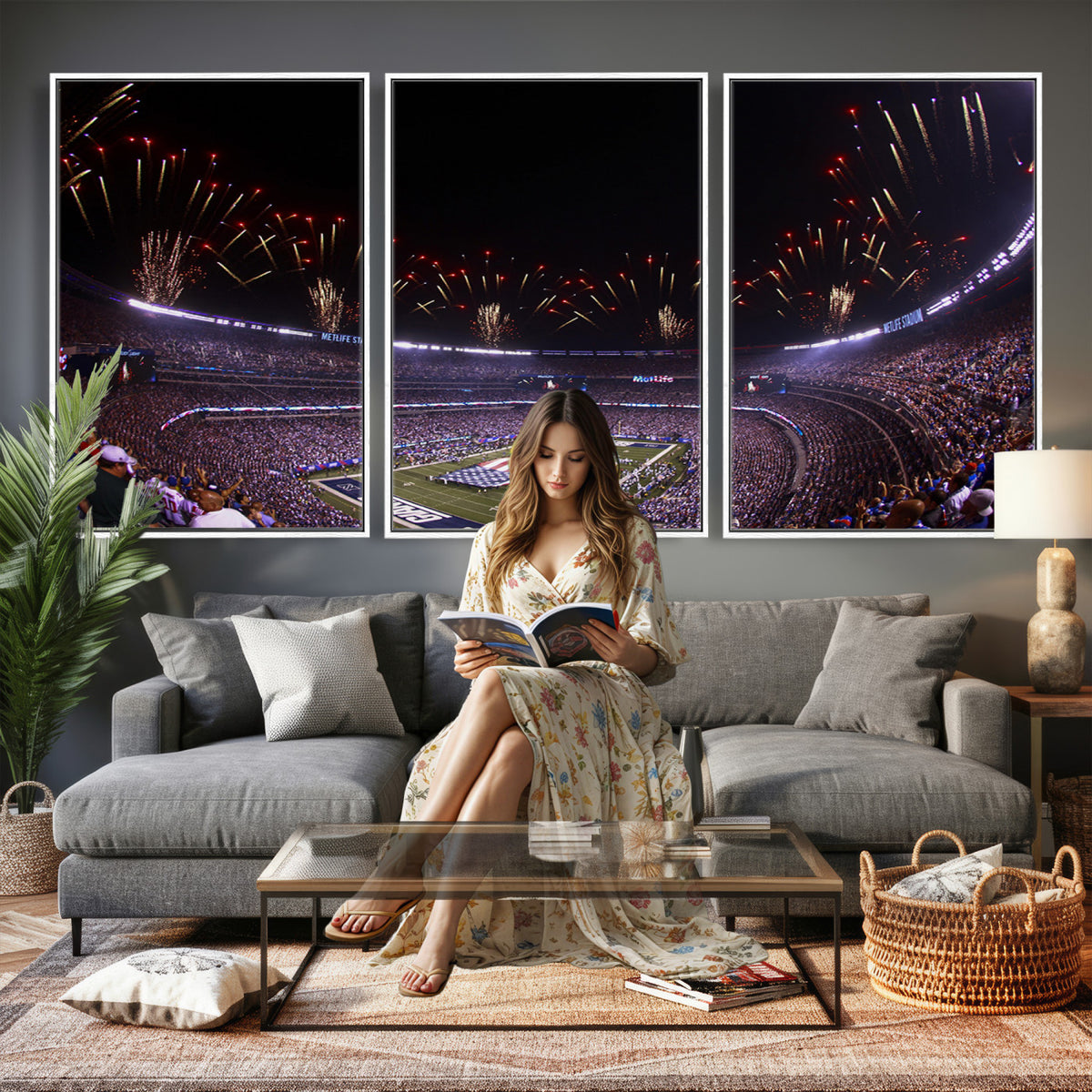 56360-MGV-CV-36X24 - New York Giants Football Team Print, East Rutherford MetLife Stadium Wall Art