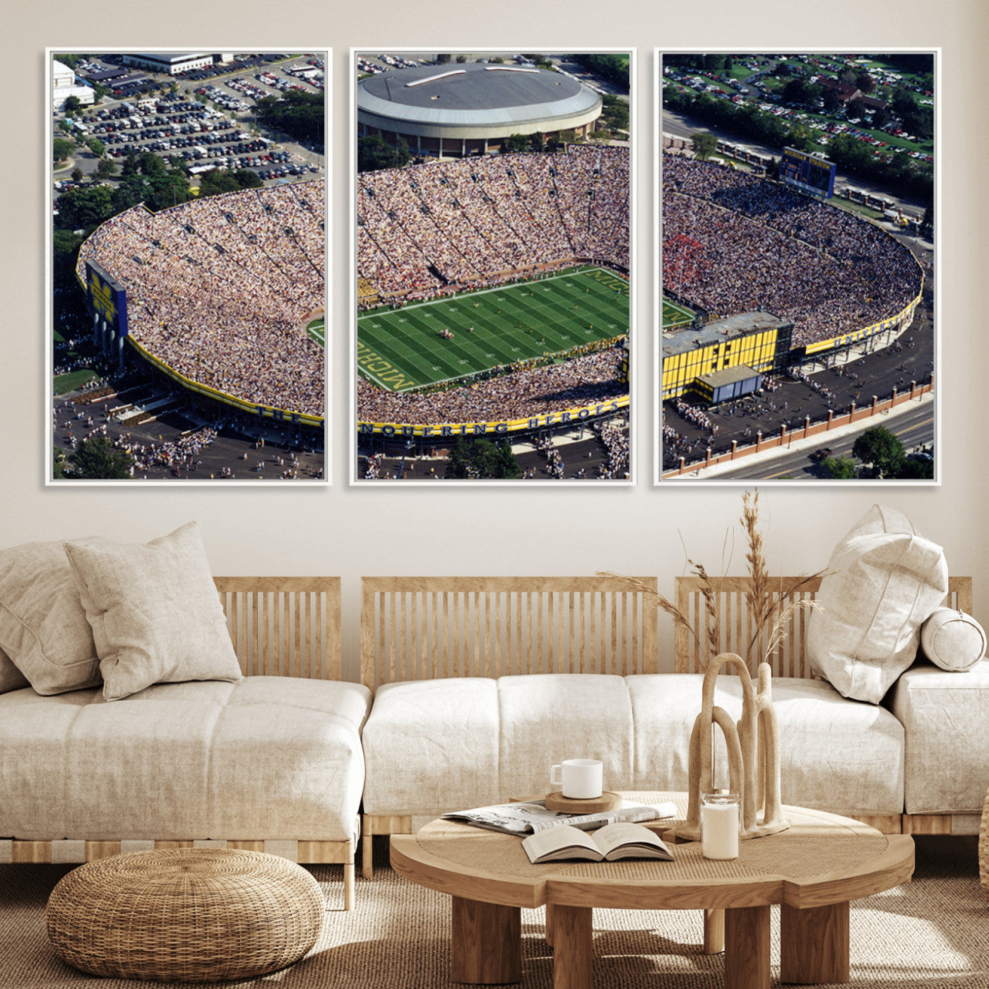 MGV-FC-60X30-3P - Michigan Wolverines Football Team Print - Ann Arbor Michigan Stadium Print, Michigan Wolverines