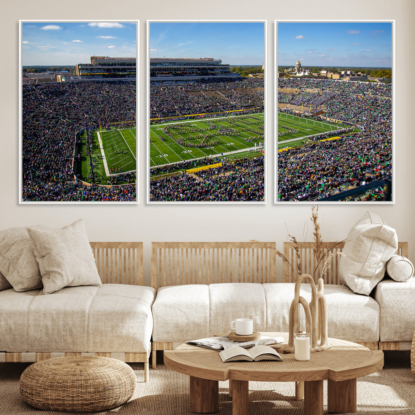 MGV-FC-60X30-3P - Notre Dame Fighting Irish Football Team Print - Notre Dame Stadium Wall Art Canvas Print