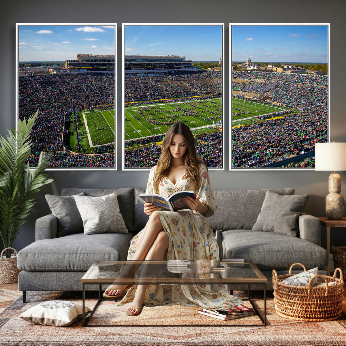 50114-MGV-CV-36X24 - Notre Dame Fighting Irish Football Team Print, Notre Dame Stadium Wall Art
