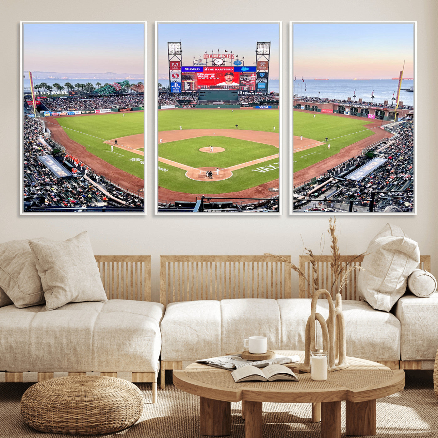 MGV-FC-60X30-3P - San Francisco Giants Baseball Team Print - Oracle Park Stadium Wall Art Canvas Print