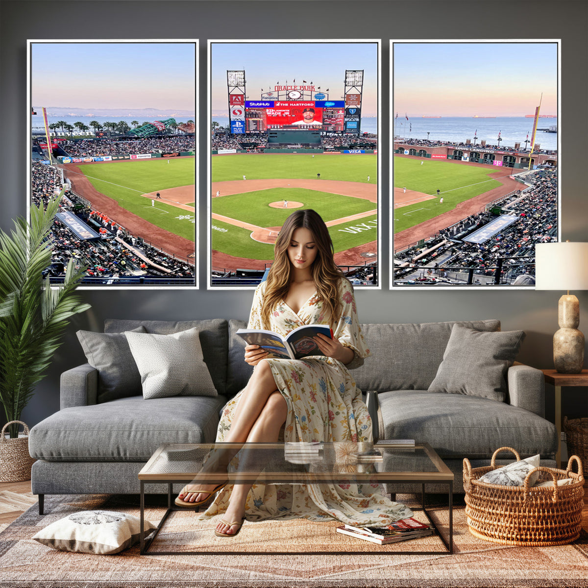 16055-MGV-CV-36X24 - San Francisco Giants Baseball Team Print, Oracle Park