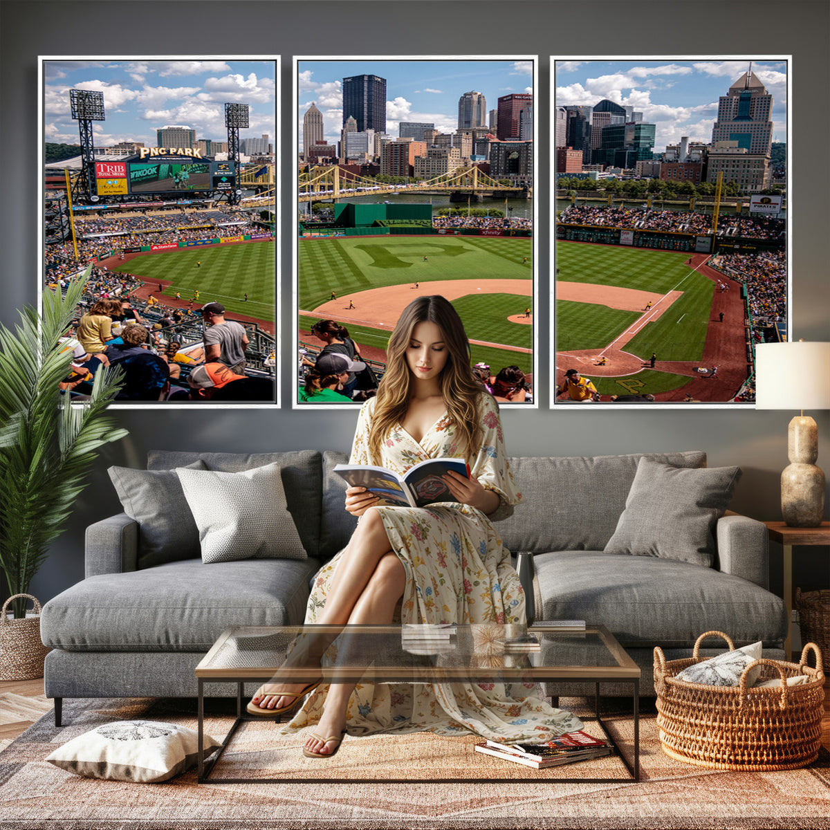 66872-MGV-CV-36X24 - Pittsburgh Pirates Baseball Team Print, PNC Park Stadium