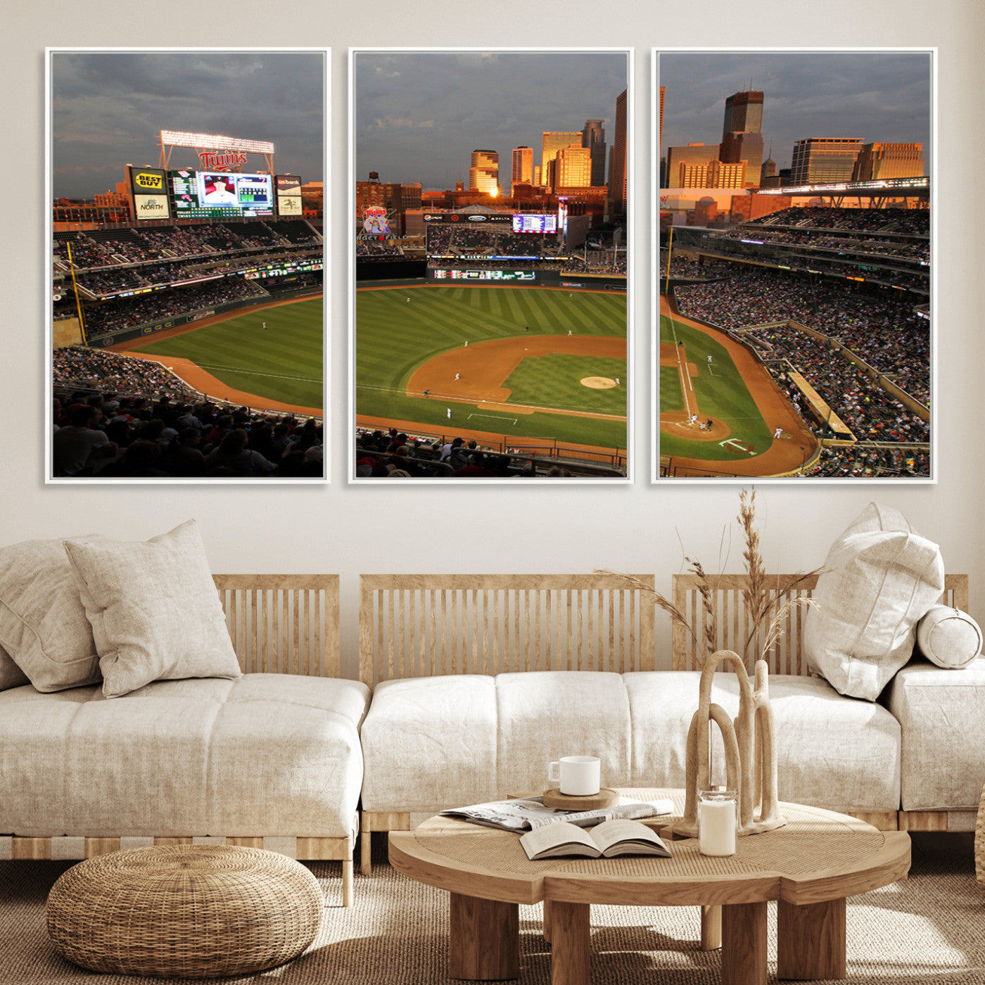 MGV-FC-60X30-3P - Minnesota Twins Baseball Team Print - Minneapolis Target Field Stadium Wall Art Canvas Print