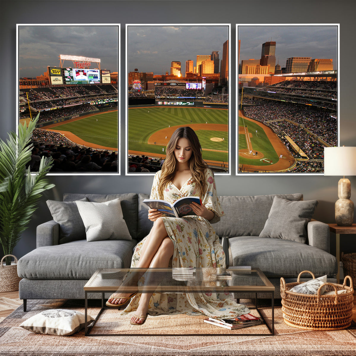99822-MGV-CV-36X24 - Minnesota Twins Baseball Team Print, Minneapolis Target Field Stadium Wall Art