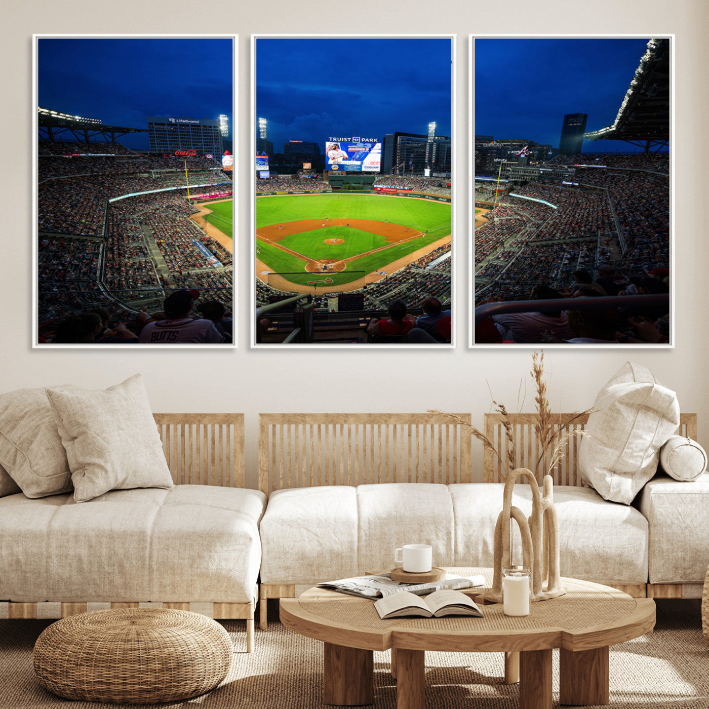 MGV-FC-60X30-3P - Truist Park Night Game Canvas Art - Atlanta Braves Stadium Wall Art Canvas