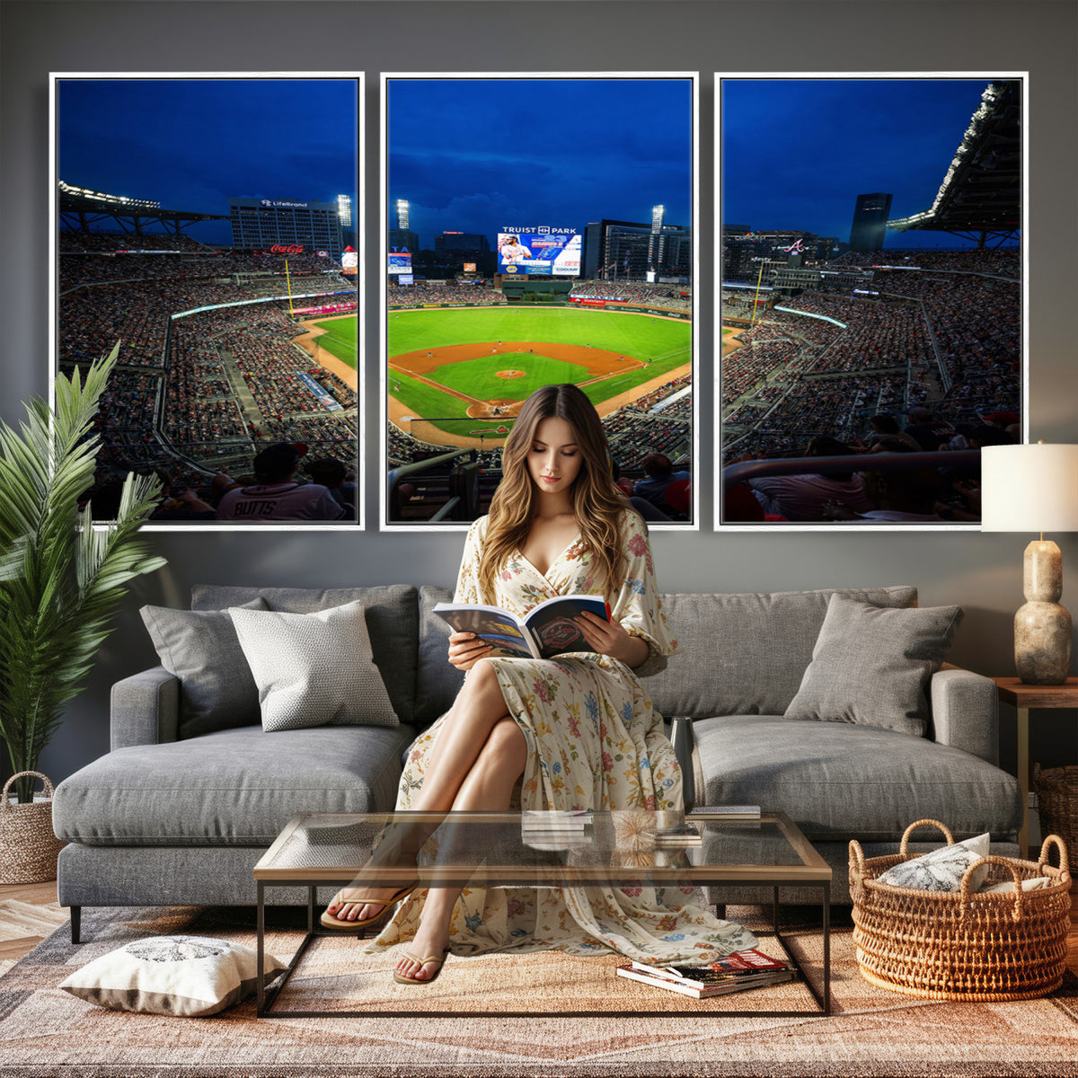 88590-MGV-CV-36X24 - Truist Park Night Game Canvas Art, Atlanta Braves Stadium