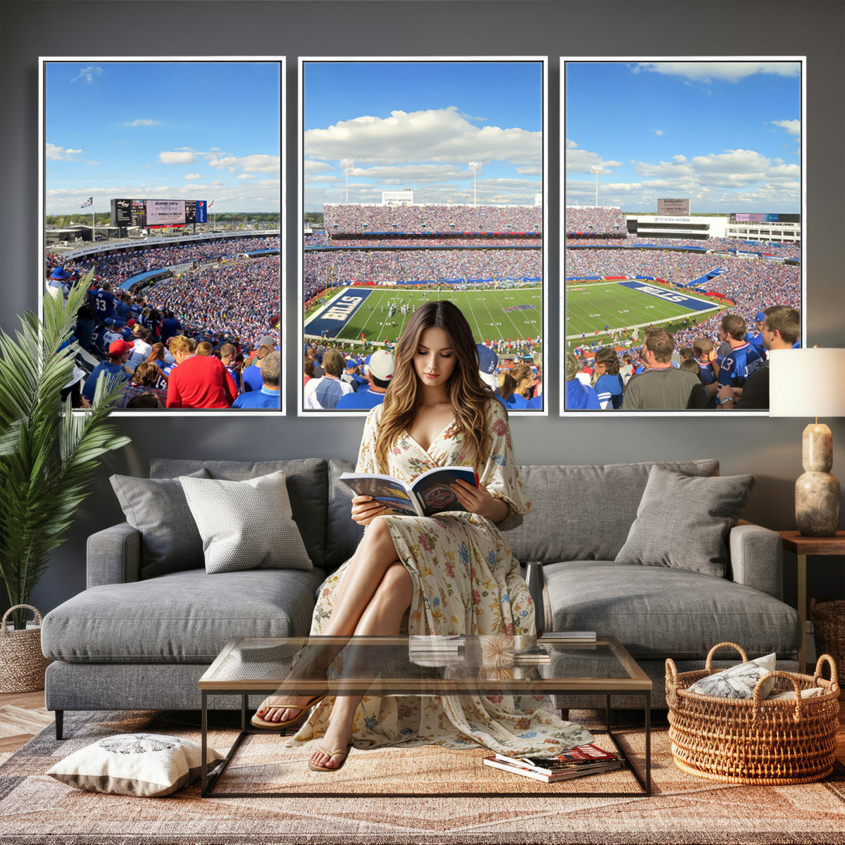 35302-MGV-CV-36X24 - Buffalo Bills NFL Football Team Print, Game Day at Buffalo Highmark Stadium