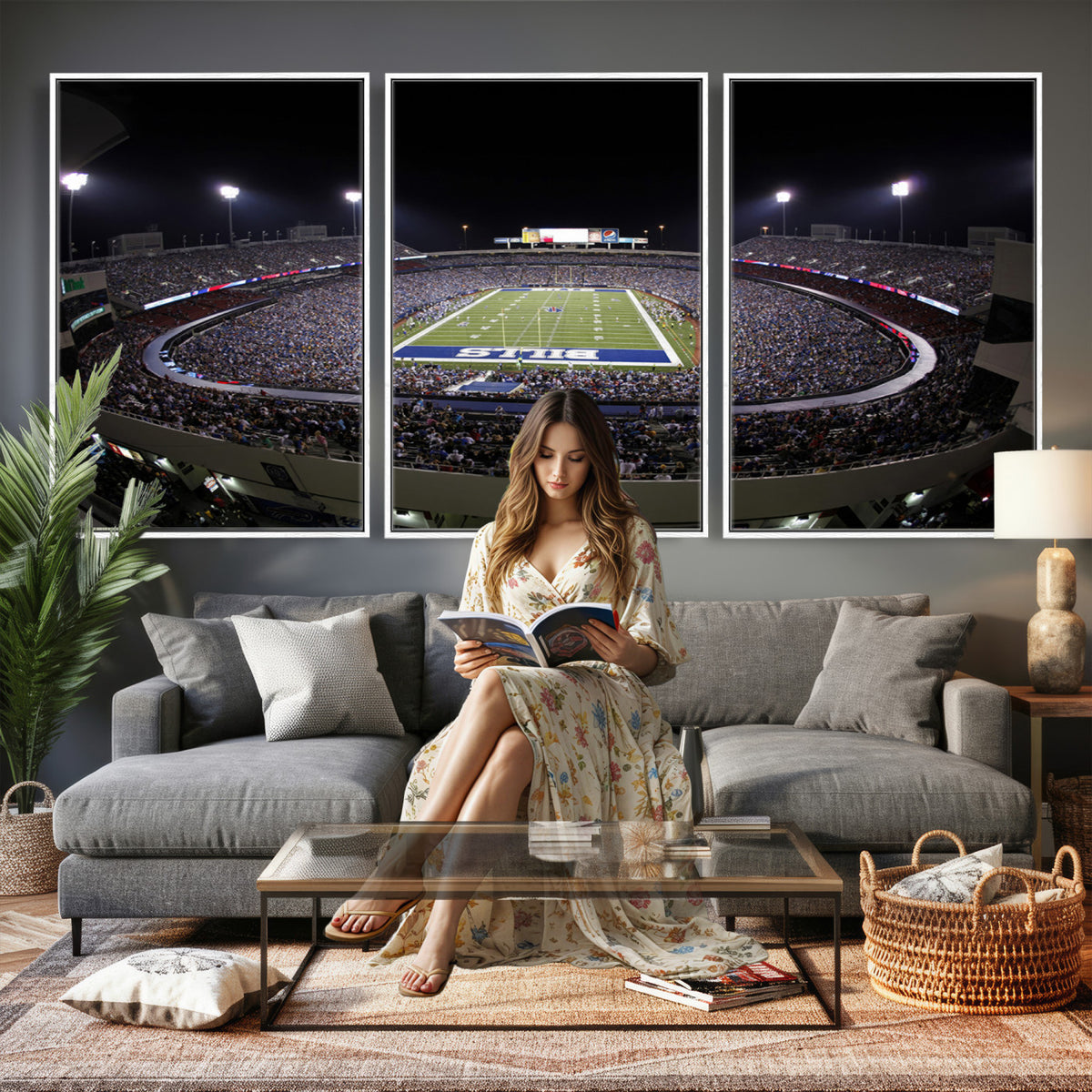 98546-MGV-CV-36X24 - Buffalo Bills NFL Football Team Print, Buffalo Highmark Stadium Wall Art