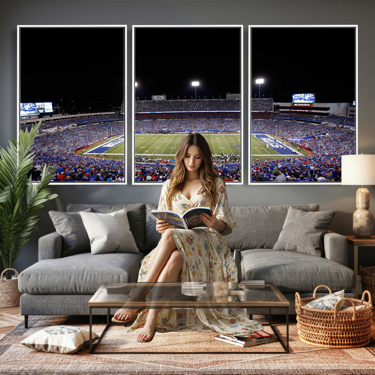 59036-MGV-CV-36X24 - Buffalo Bills Wall Art, Buffalo Bills Stadium Canvas Print for Sports Decor