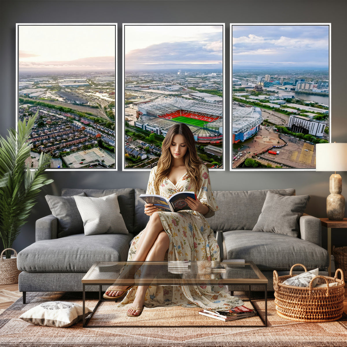 85657-MGV-CV-36X24 - Old Trafford Manchester United Stadium Wall Art Canvas Print
