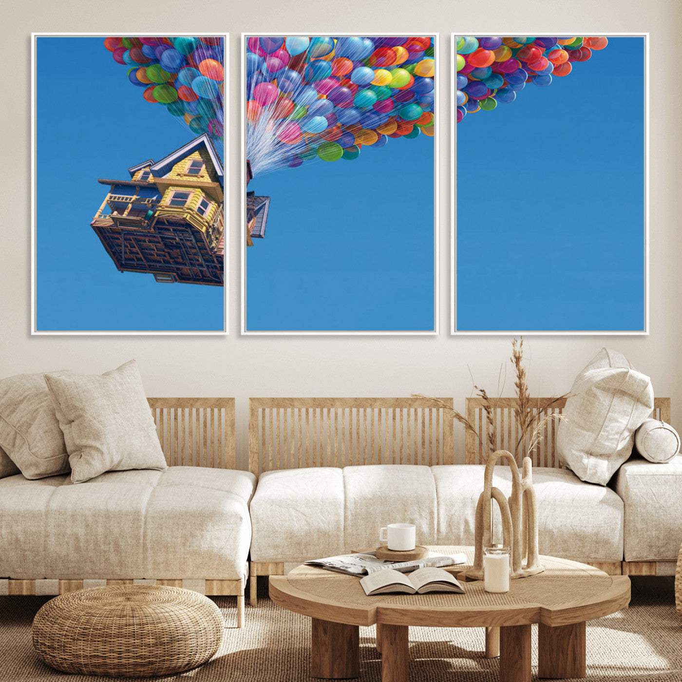 MGV-FC-60X30-3P - Carl Fredricksen, Up Movie Wall Art, Balloons Wall Art, Air Balloons for Kids Room Print